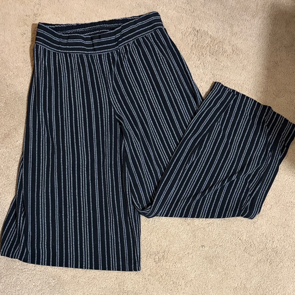 Striped Black and White Wide-Leg Pants